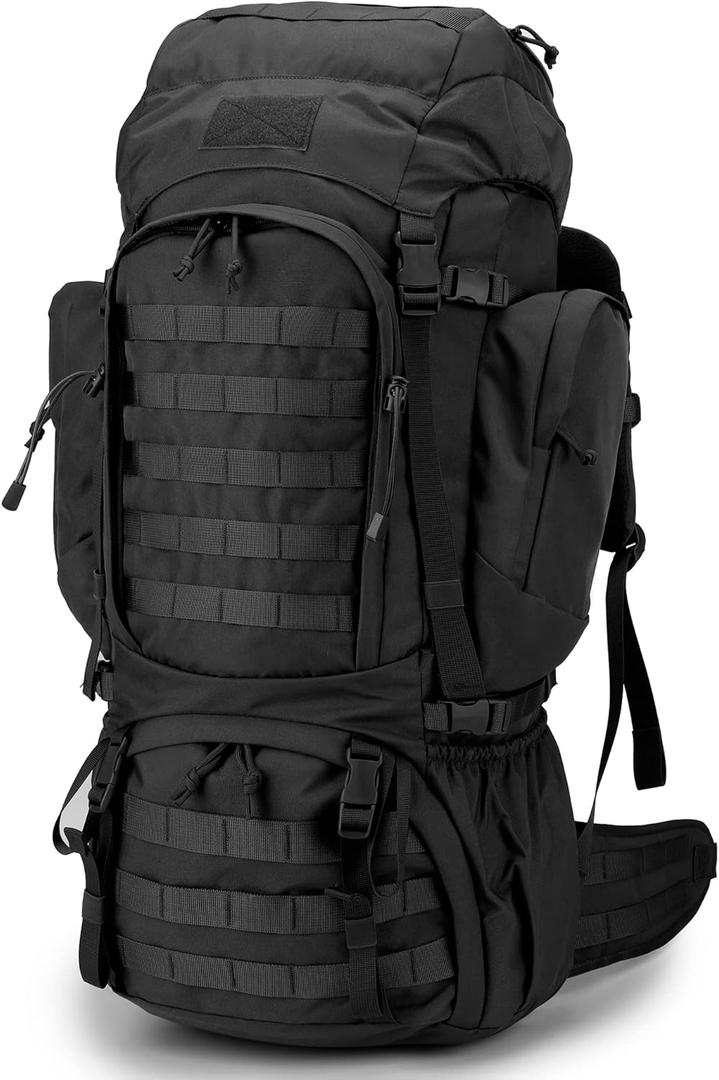 Mardingtop 60L Military Internal Frame Backpack for Hiking, Camping, Hunting, Rucksack Backpack with Rain Cover (Black)