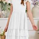 HOSIKA Girls Vintage Floral Lace Boho Ruffle Swing Birthday Party Holiday Flower Girl Dress for 6-12 Years