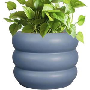 SQOWL Ceramic Pot for Plants - 8 Inch Plant Pot with Drainage Hole Planter for Indoor Plants Outdoor Flower Pot Decorative Plant Pot Unique Planter for Room Decorations Gray
