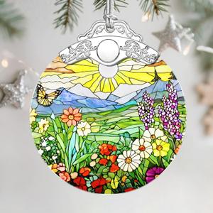 Stained Glass Ornament, Christmas Ornament, Hanging Ornaments for Home Decor & Christmas Tree Ornaments Exquisite Holiday Decor, Xmas Gifts & Holiday Present - Wildflowers