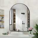 GLASHOM 30"x40" Black Arched Mirror for Bathroom, Wall Mounted Mirror, Aluminum Alloy Brushed Framed Wall Mirror, Anti-Rust, Large Mirror for Over Sink, Bedroom, Entryway (Vertical)