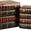 Decorative Vintage Book Box Wooden Antique Storage Box, 2 Pack Invisible Faux Books Fake Book Decorations for DIY Crafts Trinket Storage Home Bookshelf Cafe Hotel