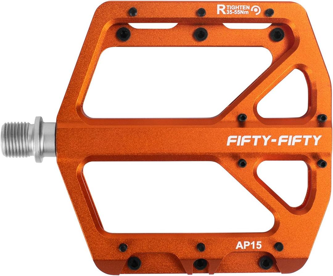 FIFTY-FIFTY Mountain Bike Pedals, Non-Slip and Aluminum Alloy Bicycle Flat Pedals, 9/16" Sealed Bearing, Lightweight and Wide Platform for All Mountain, Enduro, Downhill, E-Bike, MTB