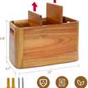 Wooden Kitchen Utensil Holder Organizer for Counter or Countertop, Large Wooden Utensil Holder for Storage Cooking and Silverware with 3 Compartment, Acacia Rustic Wood Container Extra Large