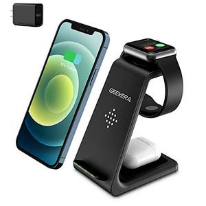 Wireless Charging Stand, GEEKERA 3 in 1 Wireless Charger Dock Station for Apple Watch 6 SE 5 4 3 2, Airpods 2/Pro, iPhone 13Pro Max/13 Pro/13/12/12PRO/11/11 Pro/X/Xr, Qi-Certified Phones