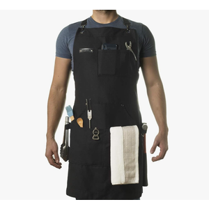 Asaya Chef and BBQ Apron with Bottle Opener and Hand Towel - 10oz Cotton Canvas, Stainless Steel Hardware - Cross Back Straps