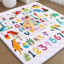 Baby Play Mat - Thicken 50x60 Inch Soft Foam Crawling Mat for Playpen & Floor, Non-Slip Waterproof Playmats for Infants & Toddlers, Portable Foldable & Machine Washable, Dinosaur & Letters