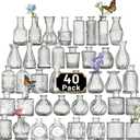Glass Bud Vase Set of 40 Pcs Small Minimalist Vases for Flowers, Vintage Rustic Home Decor for Table Centerpiece Wedding Party, Modern Clear Aromatherapy Bottle for Living Room Bedroom
