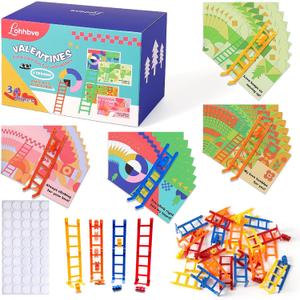 2 x Party Favors Climbing Flip Man Toy with Ladders,28 Pieces Educational Preschool Climbing Game Set with Activity Cards,Learning Toys for Kids aged 3+,Valentine's Day School Gift
