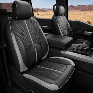 FREESOO Leather Seat Covers for Ford F150 SuperCrew 2015-2026 Front Seats
