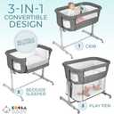 KoolerThings 3 in 1 Baby Bassinet, Bedside Sleeper, & Playpen, Easy Folding Portable Crib (Grey)- KoolaBaby (Bassinet)