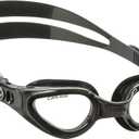 Cressi Adult Swimming Goggles with Curved Lenses for Wide Vision - Right made in Italy (Black/Black, Clear Lens)
