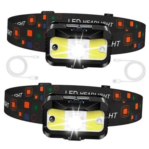 Headlamp Rechargeable,1200 Lumen Ultra Bright LED Head Lamp Flashlight 2 Packs