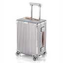 Varyleap Carry On Luggage with Spinner Wheels and TSA Approved Hard Shell Suitcase with Aluminum Frame Zipperless Lightweight Luggage for Business Travel (Silver, 20in)