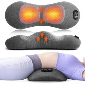 3 in 1 Electric Lumbar Support Pillow with Adjustable Height for Bed and Chair, Back Massager with Heat, Back Massager for Pain Relief Deep Tissue, Electric Lumbar Pillow with Heat Vibration Traction