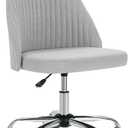 DUMOS Office Chair, Comfy Desk Chair Rolling Vanity Swivel Task Chairs with Wheels, Wide Seating Armless Height Adjustable Computer Chairs for Home,Bedroom,Student,Adults, Classic Grey, Medium