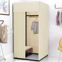 Clothing Store Fitting Room with Shading Curtain, Portable Temporary Mobile Privacy Protection Dressing Room, Foldable Mall Simple Changing Room for Office Outdoor Activity, 200x100x95cm(Beige), 39x39x78in