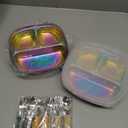 3 Pack Stainless Steel Kids Plates, Stainless Steel Divided Toddler Plate Set with Lids, Spoons and Forks, Non-Slip, Unbreakable, BPA Free - Perfect for Baby, Toddler Meals (Rainbow)