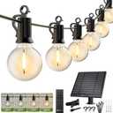 Brightown 58FT Solar String Lights Outdoor with Remote Cable Ties and Hooks, Commercial Grade Patio Lights with 26 LED Shatterproof Bulbs, 3 Light Modes Hanging Light for Backyard Party Decor