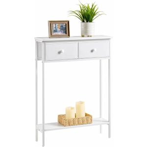 Small Entryway Table with Drawers & Storage Shelf High Tall Little Narrow Front Door Console Tables Skinny Slim Wall Table for Entry Hall Hallway Foyer, Thin Bedside Nightstand for Small Space Bedroom, 23.6 inches x 7.9 inches x 32.3 inches