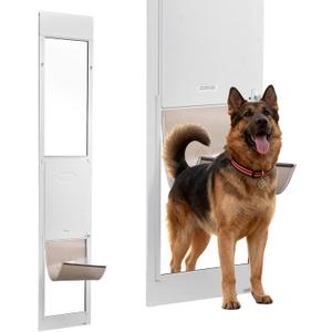 VEVOR Dog Door for Sliding Glass Door, 91 to 96 in Adjustable Height, Aluminum Alloy Frame with Metal Rotating Hinges, Lock Design, 13 5/8 x 23 5/8 in Flap, Sliding Glass Pet Door for Renters