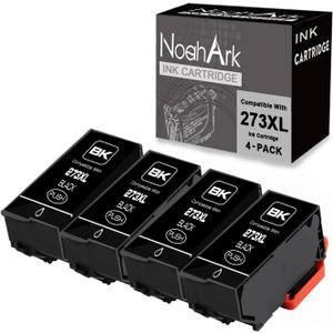 NoahArk 4 Packs 273XL Remanufacture Ink Cartridge Replacement for Epson 273XL 273 XL T273XL for Expression Premium XP-520 XP-800 XP-600 XP-610 XP-620 XP-820 XP-810 Printer(4 Black)