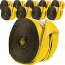 US Cargo Control 4" x 30' Winch Straps with Twisted Sewn Loops (10-Pack), 5,400 LBS Working Load Limit, Heavy Duty Flatbed Tie Downs, Yellow 4 Inch Straps for Flatbed Trailers and Trucks