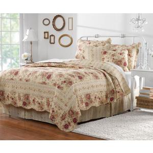 Greenland Home Antique Rose 100% Cotton Heirloom-Quality Quilt Set, 5-Piece Full/Queen, Ecru