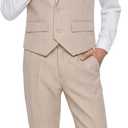 Suits for Boy Beige Kids Tuxedo Slim Fit Toddler 5pcs Shirt Vest Pants First Communion Boys Dress Clothes Set Size 10 (Beige)