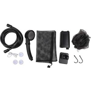 Rechargeable Portable Camping Shower Pump with 6000mAh for battery, LED Display, Adjustable Modes for Hiking Beach Pet Cleaning(black)