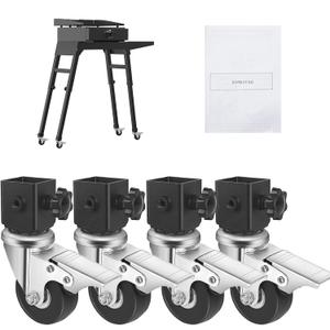 4 Pack Caster Wheels for Blackstone 5013 Griddle Stand, 360 Degree Silky Swivel Griddle Wheels with Brake for Blackstone 17" & 22" Table Top Griddle Stand, Griddle Accessories for Blackstone