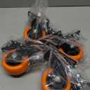 3 Inch Heavy Duty Plate Swivel Caster Set of 4 Wheels with Safety Brakes, PVC Wheels, No Noise Non-Marking, Load 1800 Lbs