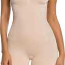 SHAPERX Shapewear for Women Tummy Control Open Bust Thigh Slimmer Body Shaper (Small, Beige)