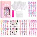 120PCS Press On Nails for Kids,Full Cover Girl Fake Nails,Short False Nail Stick On Nail for Kid,Suitable for Kid Sleepovers Stuff with Fingernail Flie and 60Pcs Adhesive Tabs.02