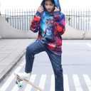 RAISEVERN Boys Girls Hoodies Kids Sweatshirts Pullover Hooded 3D Print Graphics Lightweight Hoody 6-16T (Blue)