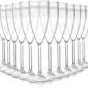 Elsjoy 12 Pack Plastic Champagne Flute, 6 oz Unbreakable Champagne Glasses Reusable Stemmed Champagne Coupes for Event, Wedding, Party