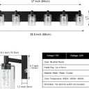 SineRise Vanity Light with 3 Color Modes (3000K/4000K/6000K), Eye Protection LED Bathroom Light Fixture, Dimmable Modern Wall Light Over Mirror with Clear Glass Shade (Black, 6-Light)