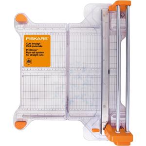 Fiskars ProCision Rotary Bypass Paper Trimmer - 12" Cut Length - Craft Paper and Mixed Media Cutter with Grid Lines - Orange