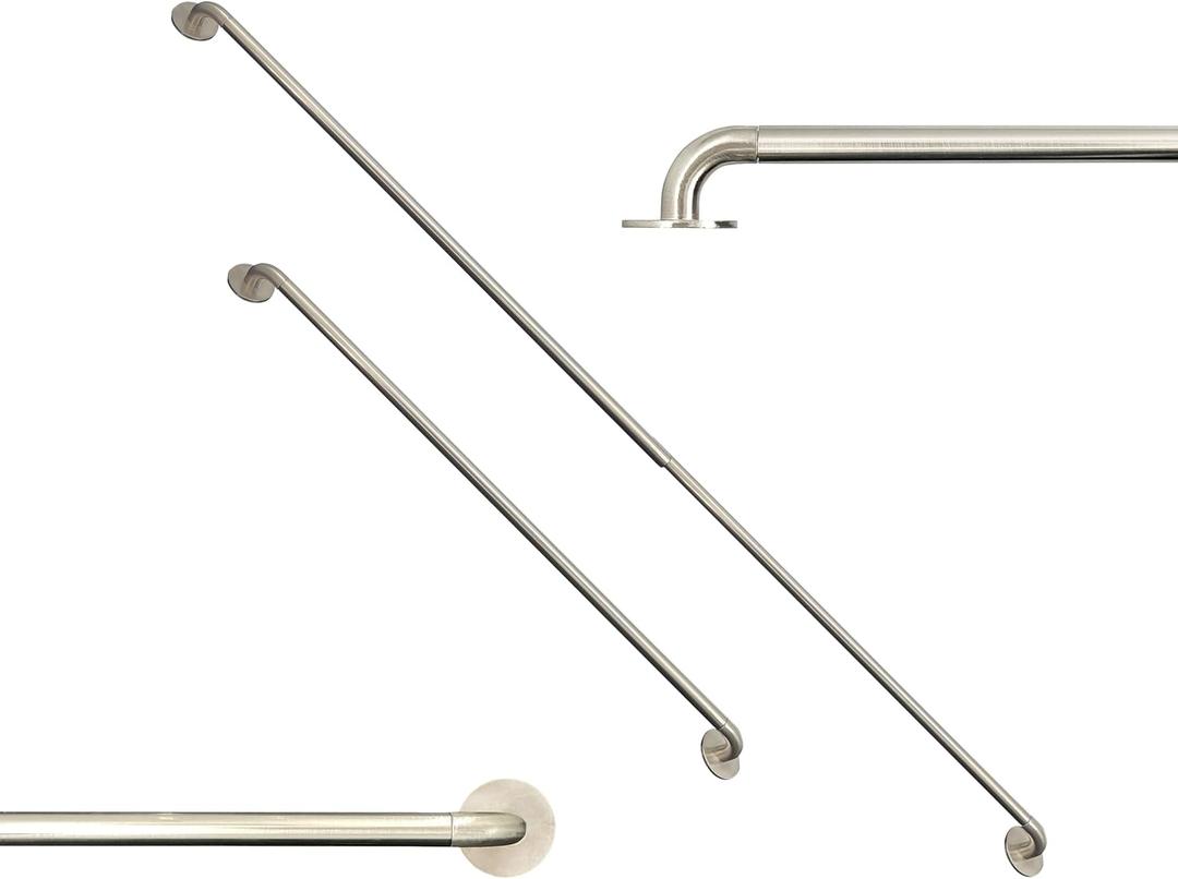 ARNORX French Door Curtain Rod - 16-28 Inch Adjustable, 3/8-Inch Diameter, Set of 2, Two Ways to Mount (Screw or Adhesive), Hidden Hardware, Works on Wood, Glass, Metal Doors, Brushed Nickel