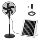 Blosssound 16 Inch Portable Solar Floor Fan Rechargeable Oscillating Standing Pedestal Fan with Solar Panel, 12000mah Battery, Two Charging Methods, 3 Speeds for Home Office Outdoor (Black), About 16 Inches(cracked solar panel)