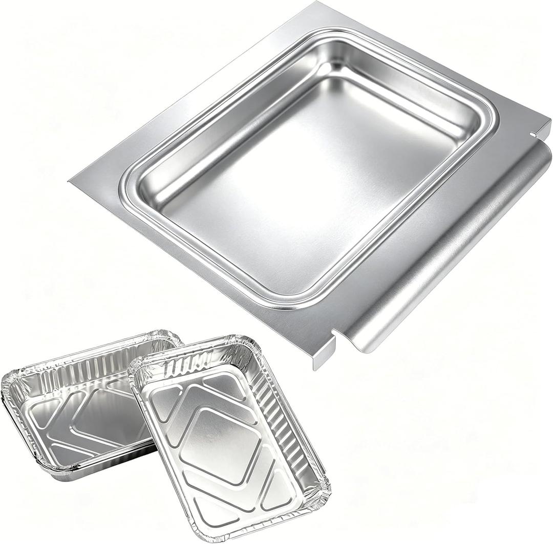 67047 Catch Pan with 6415 Aluminum Liners for Weber Spirit I II 200 300, for Genesis I II LX 200 300 Series, Grease Catcher & Drip Tray Replacement Parts for Weber Traveler 67047 83156 6415