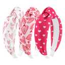 YanJie Headbands for Women Knotted Headband Love Heart Pink Hair Accessories for Girls Wide Red Hairband Non Slip Wide Hair Hoop Gifts