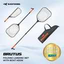 KastKing Brutus Folding Landing Net with Boat Hook, Foldable, Extendable, Lightweight & Strong, Multi-Functional Built-in Boat Hook, Non-Slip & Bright Orange TPR Handle, Two Nets Options Silicone Net - 75" Full