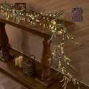 Hairui Lighted Artificial Olive Garland 6FT 96 LED Fairy Lights Battery Operated, Faux Vine Lights with Timer for Spring Christmas Holiday Fireplace Decoration