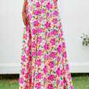 PRETTYGARDEN Women's 2025 Summer Flowy Wide Leg Palazzo Pants Dressy Casual Elastic High Waisted Pockets Boho Beach Trousers (Floral White Purple,Small) (S)