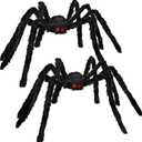 TEMOGU 2 Pack 6.6 Ft Halloween Decorations Giant Spiders Outdoor, Scary Black Spiders Fake Large Spiders Hairy Spider Props for Outside House Yard Lawn Indoor Home