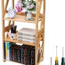 Hedume Bookcase, 3-Tier Open Shelf Bookcase, Small Bamboo Bookshelf, Bamboo Natural Shelving, Book Organizer Storage Open Shelf Rack, Display Shelves for Bedroom, Living Room, Office, Bathroom