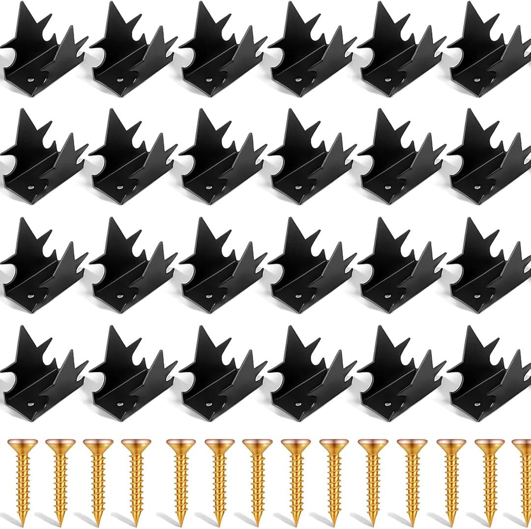 Blulu 24 Pcs Anti Climb Fence Spikes Intruder Deterrent Fence Wall Security Spikes for Outdoor Thief Bird Squirrel Raccoon Snake Cat Deterrent Garden Roofs Home Security (Black)