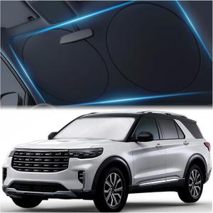 Magnelex Car Windshield Sunshade Double-Layer Design for 2X Heat Blocking, Blocks UV Rays, Foldable Sun Shade for Cars, Trucks & SUVs, Keeps Interior Cooler, Large (63 x 33.8 in)