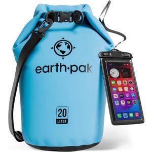 Earth Pak Waterproof Dry Bag - Roll Top Waterproof Backpack Sack Keeps Gear Dry for Kayak with Waterproof Phone Case